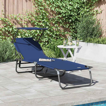 Folding Sun Lounger Folding Blue 190 x 57 x 81 cm Oxford