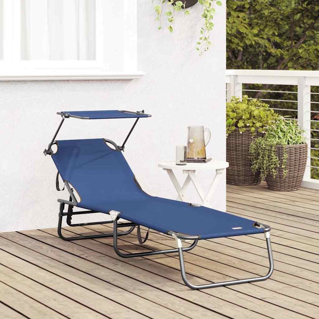 Folding Sun Lounger Folding Blue 190 x 57 x 81 cm Oxford