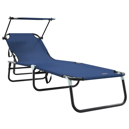 Folding Sun Lounger Folding Blue 190 x 57 x 81 cm Oxford