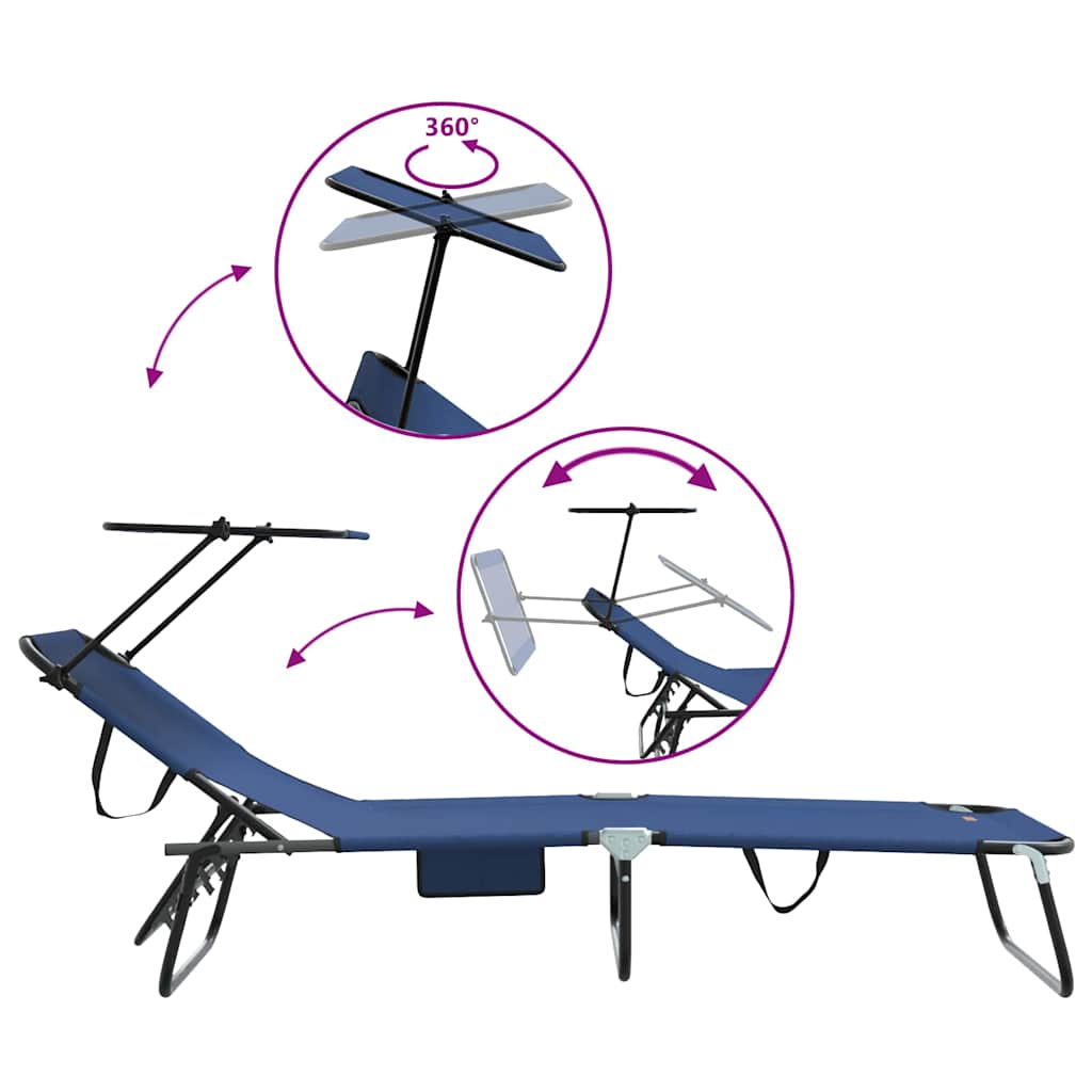 Folding Sun Lounger Folding Blue 190 x 57 x 81 cm Oxford