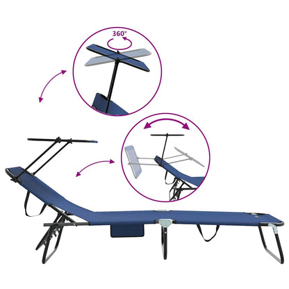 Folding Sun Lounger Folding Blue 190 x 57 x 81 cm Oxford