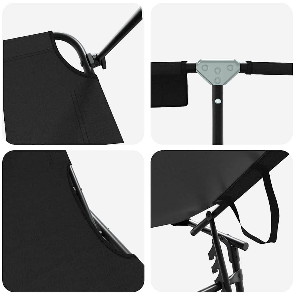 Folding Sun Lounger Folding Black 190 x 57 x 81 cm Oxford