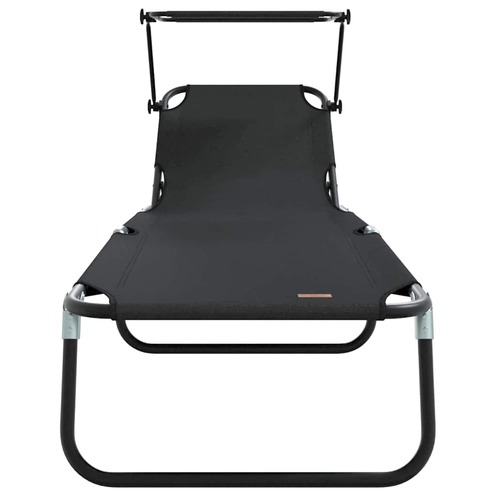 Folding Sun Lounger Folding Black 190 x 57 x 81 cm Oxford