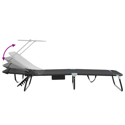 Folding Sun Lounger Folding Black 190 x 57 x 81 cm Oxford