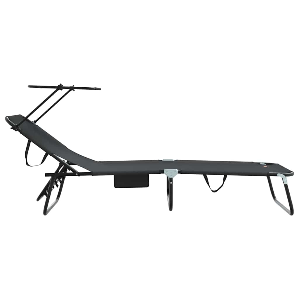 Folding Sun Lounger Folding Black 190 x 57 x 81 cm Oxford