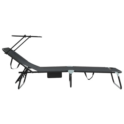 Folding Sun Lounger Folding Black 190 x 57 x 81 cm Oxford