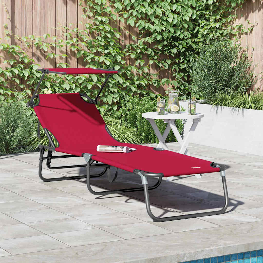 Folding Sun Lounger Folding Red 190 x 57 x 81 cm Oxford