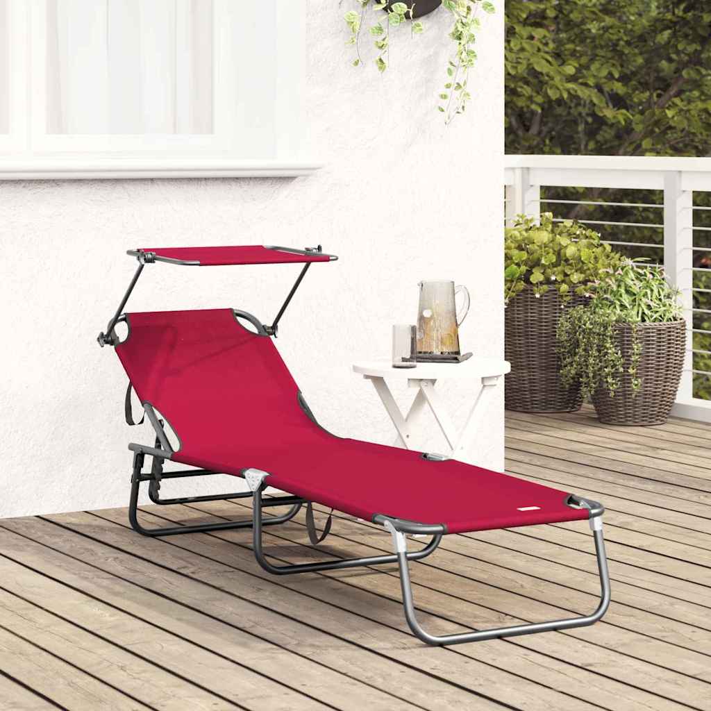 Folding Sun Lounger Folding Red 190 x 57 x 81 cm Oxford
