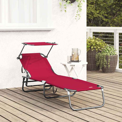 Folding Sun Lounger Folding Red 190 x 57 x 81 cm Oxford