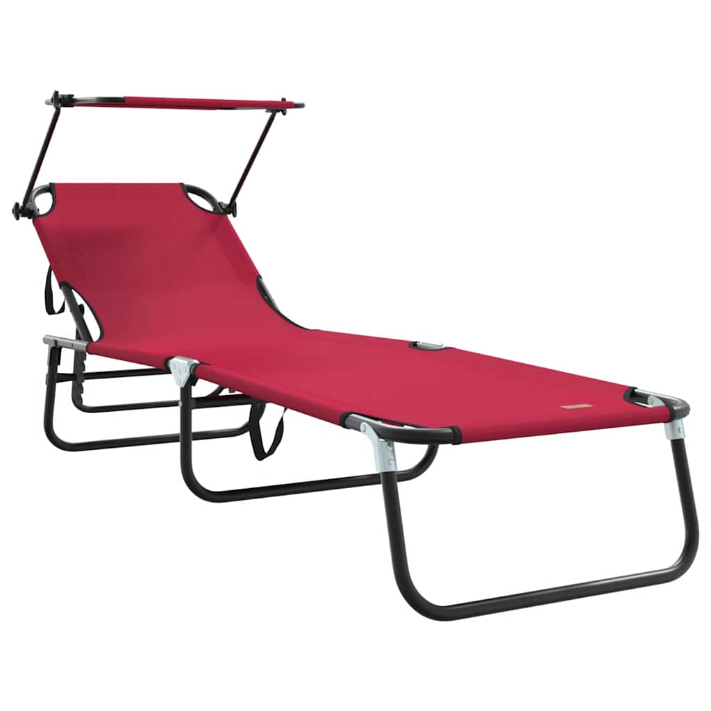 Folding Sun Lounger Folding Red 190 x 57 x 81 cm Oxford