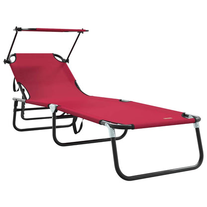 Folding Sun Lounger Folding Red 190 x 57 x 81 cm Oxford