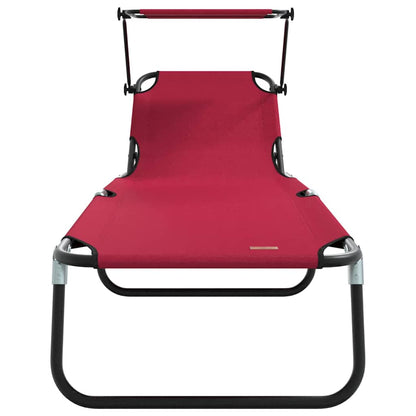Folding Sun Lounger Folding Red 190 x 57 x 81 cm Oxford