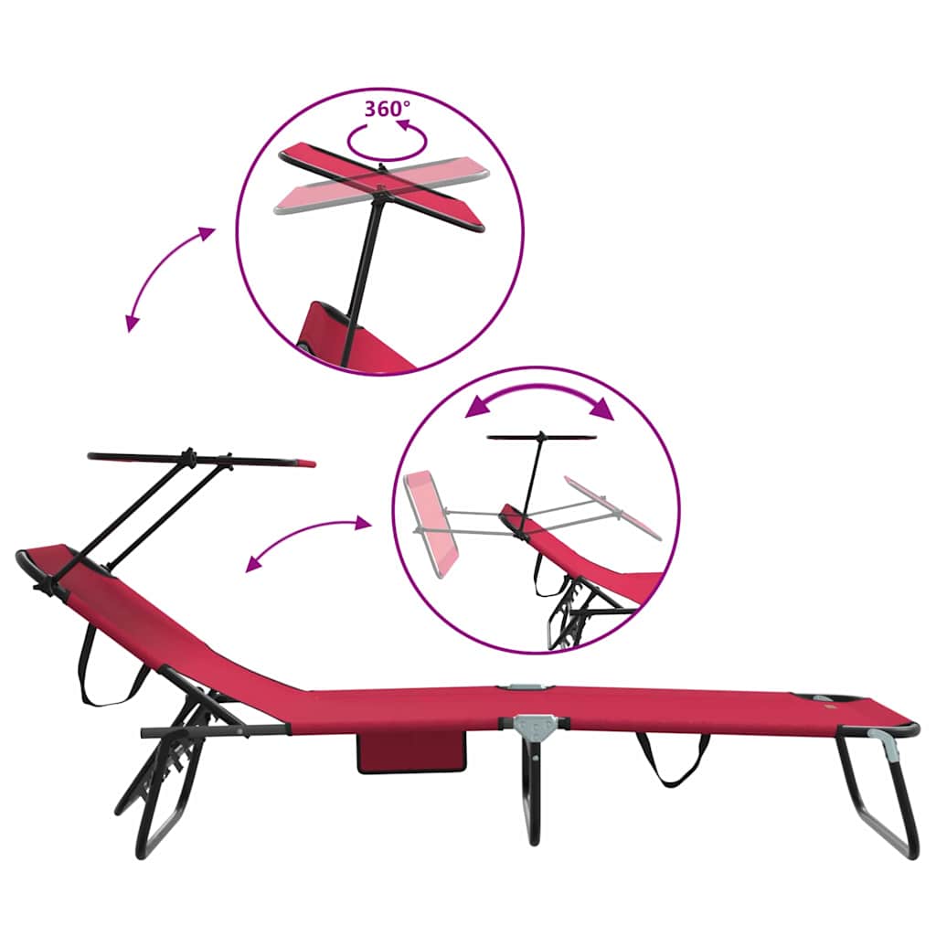 Folding Sun Lounger Folding Red 190 x 57 x 81 cm Oxford