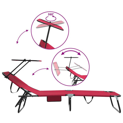 Folding Sun Lounger Folding Red 190 x 57 x 81 cm Oxford