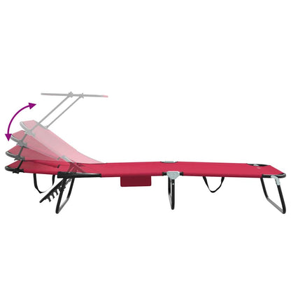 Folding Sun Lounger Folding Red 190 x 57 x 81 cm Oxford