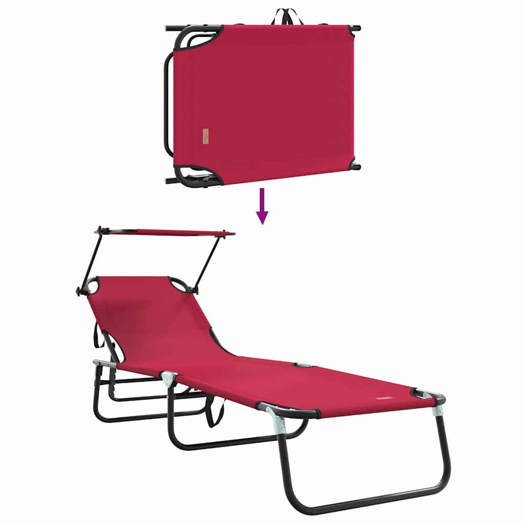 Folding Sun Lounger Folding Red 190 x 57 x 81 cm Oxford