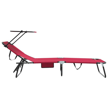 Folding Sun Lounger Folding Red 190 x 57 x 81 cm Oxford