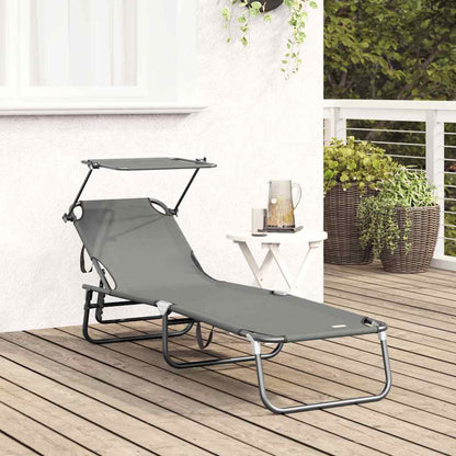 Folding Sun Lounger Folding Grey 190 x 57 x 81 cm Oxford