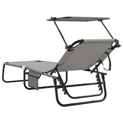 Folding Sun Lounger Folding Grey 190 x 57 x 81 cm Oxford