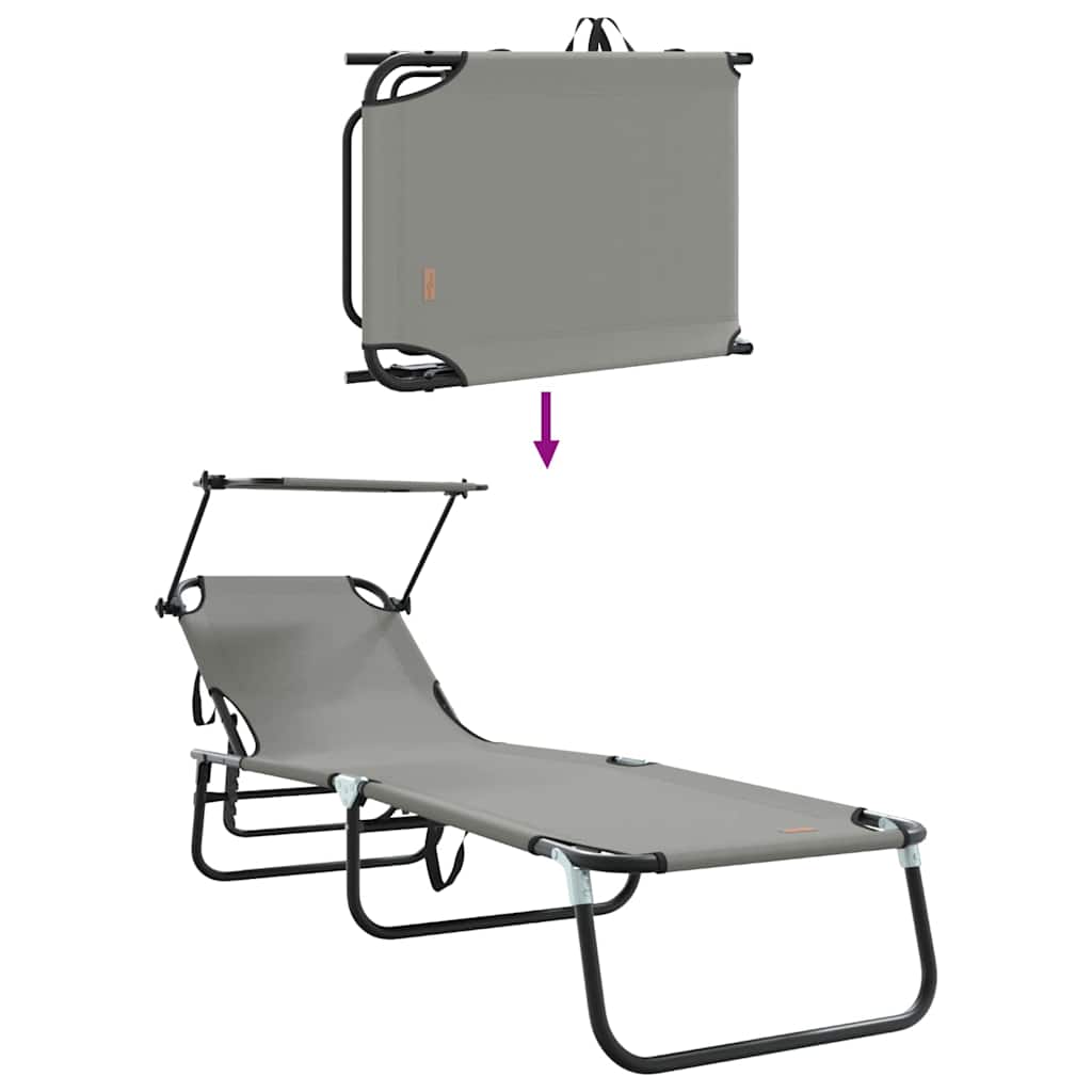 Folding Sun Lounger Folding Grey 190 x 57 x 81 cm Oxford