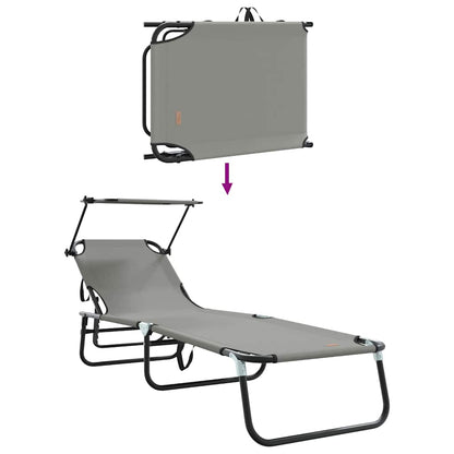Folding Sun Lounger Folding Grey 190 x 57 x 81 cm Oxford