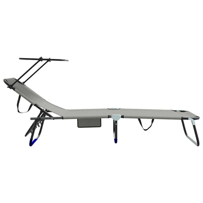 Folding Sun Lounger Folding Grey 190 x 57 x 81 cm Oxford