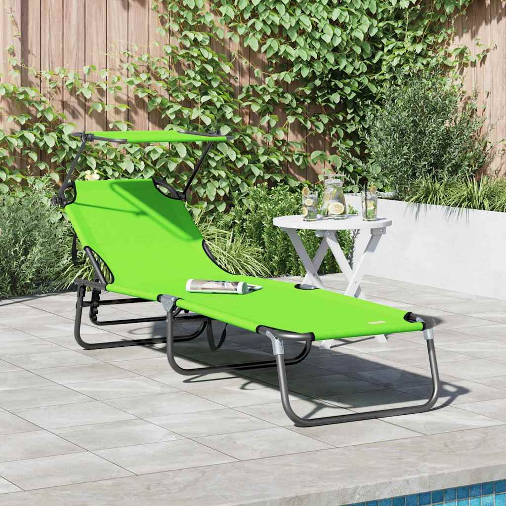 Folding Sun Lounger Folding Green 190 x 57 x 81 cm Oxford