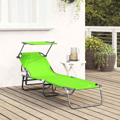 Folding Sun Lounger Folding Green 190 x 57 x 81 cm Oxford