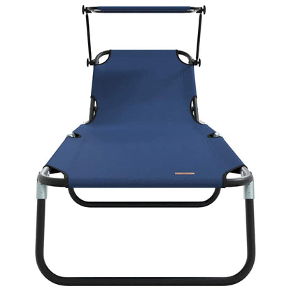 Folding Sun Lounger Folding 2 pcs Blue 190 x 57 x 81 cm Oxford