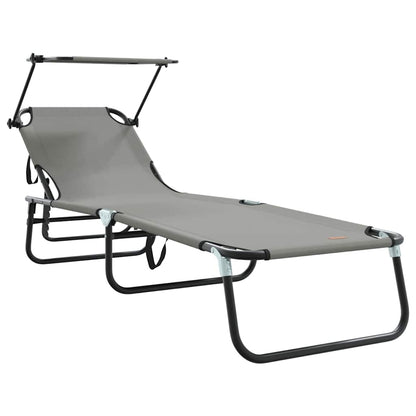 Folding Sun Lounger Folding 2 pcs Grey 190 x 57 x 81 cm Oxford