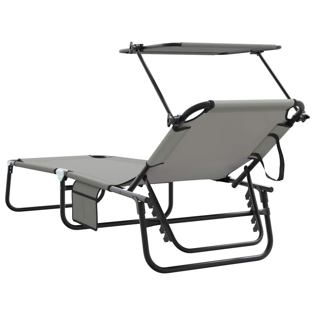 Folding Sun Lounger Folding 2 pcs Grey 190 x 57 x 81 cm Oxford