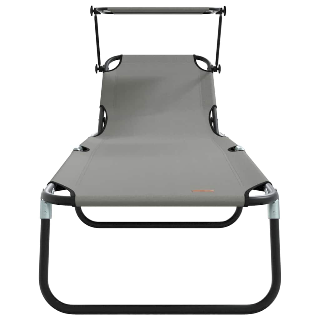 Folding Sun Lounger Folding 2 pcs Grey 190 x 57 x 81 cm Oxford