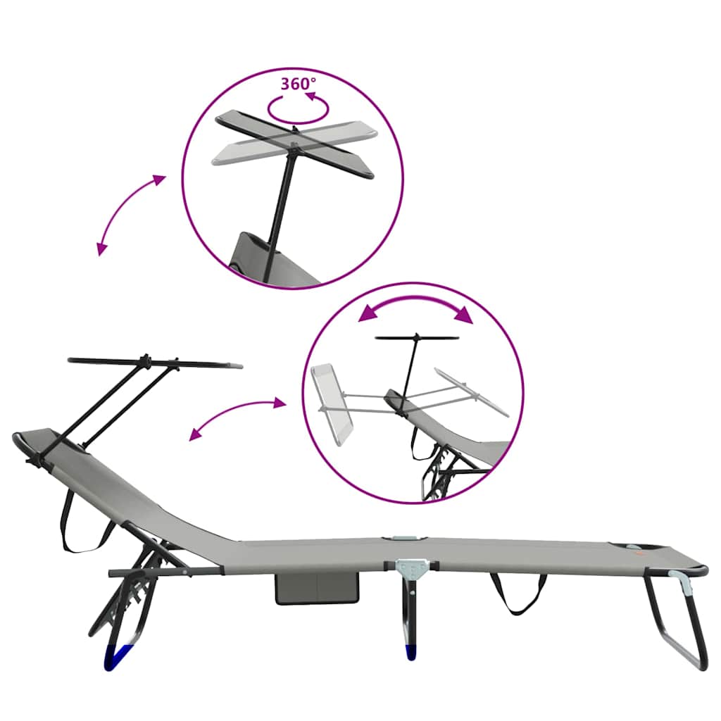 Folding Sun Lounger Folding 2 pcs Grey 190 x 57 x 81 cm Oxford