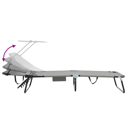 Folding Sun Lounger Folding 2 pcs Grey 190 x 57 x 81 cm Oxford