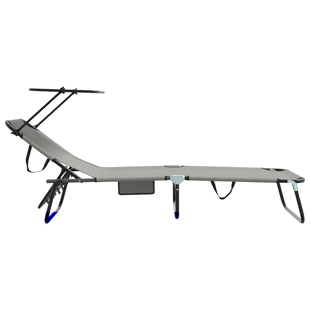 Folding Sun Lounger Folding 2 pcs Grey 190 x 57 x 81 cm Oxford