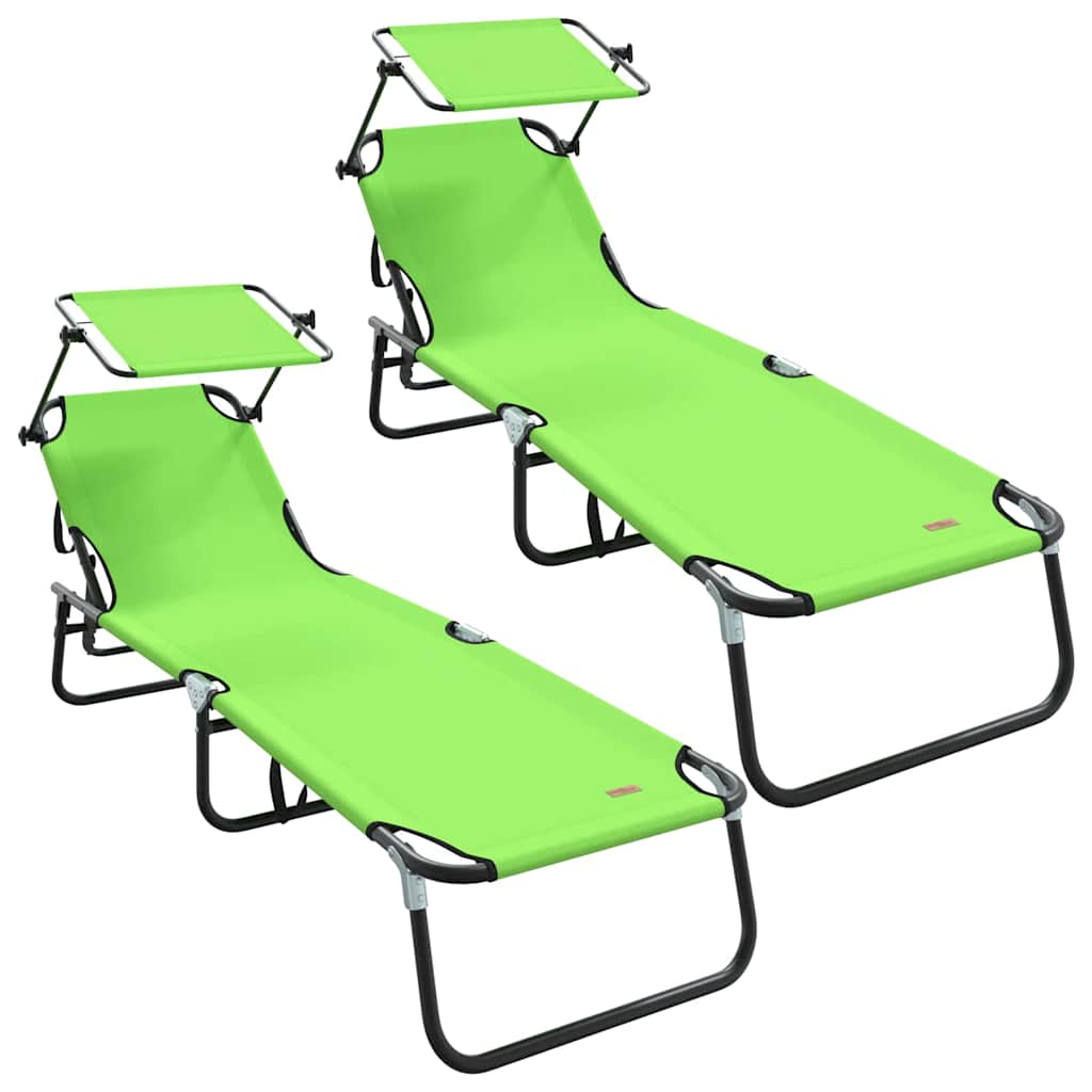 Folding Sun Lounger Folding 2 pcs Green 190 x 57 x 81 cm Oxford