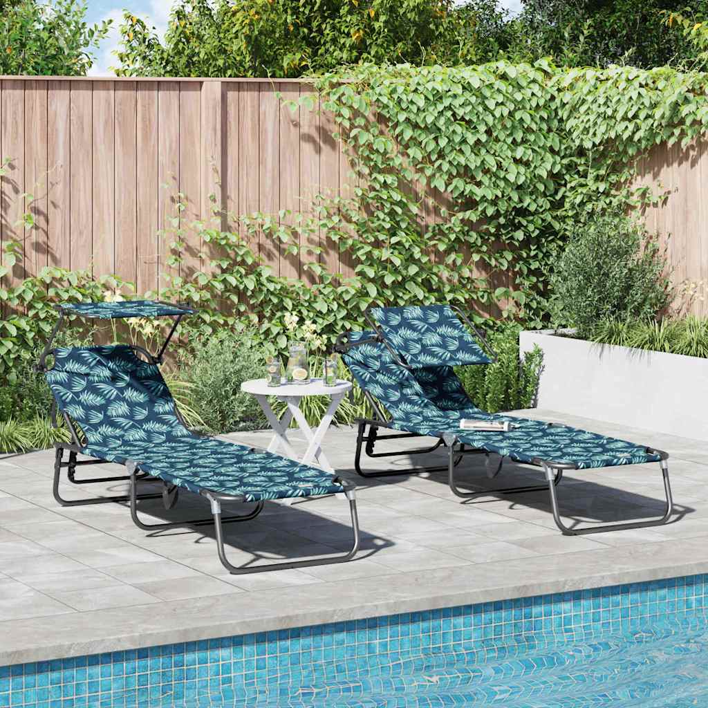 Folding Sun Lounger 2 pcs Multicolour 190 x 57 x 81 cm Oxford