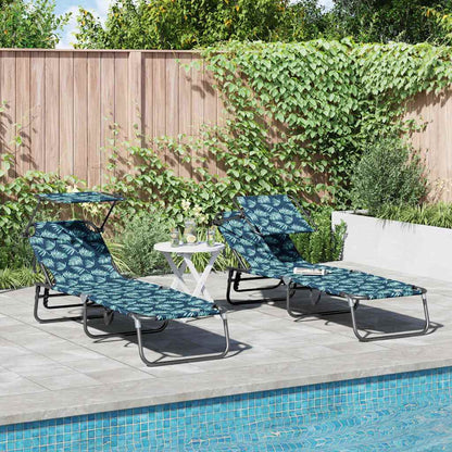 Folding Sun Lounger 2 pcs Multicolour 190 x 57 x 81 cm Oxford