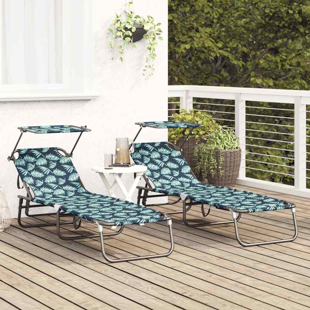 Folding Sun Lounger 2 pcs Multicolour 190 x 57 x 81 cm Oxford