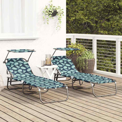 Folding Sun Lounger 2 pcs Multicolour 190 x 57 x 81 cm Oxford