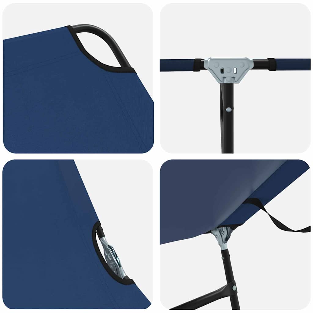 Folding Sun Lounger Folding Blue 188 x 57 x 86.5 cm Polyester