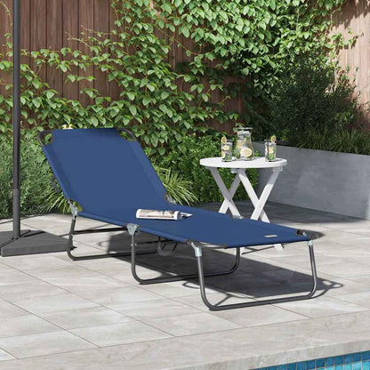 Folding Sun Lounger Folding Blue 188 x 57 x 86.5 cm Polyester