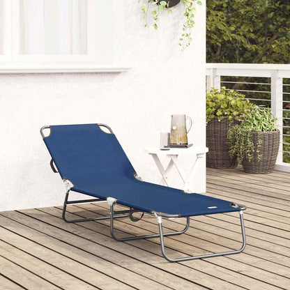 Folding Sun Lounger Folding Blue 188 x 57 x 86.5 cm Polyester