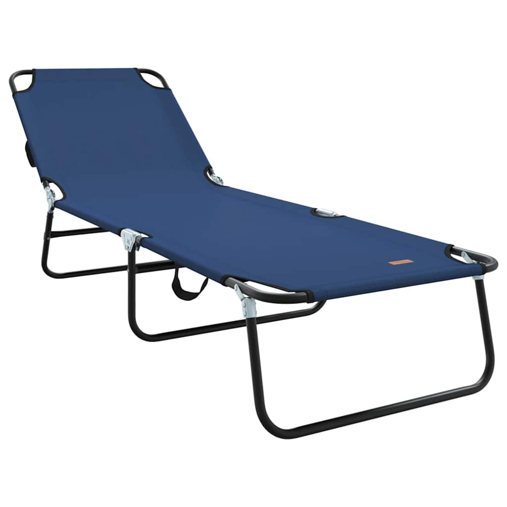 Folding Sun Lounger Folding Blue 188 x 57 x 86.5 cm Polyester