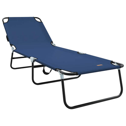 Folding Sun Lounger Folding Blue 188 x 57 x 86.5 cm Polyester