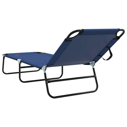 Folding Sun Lounger Folding Blue 188 x 57 x 86.5 cm Polyester