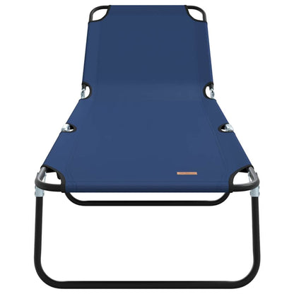 Folding Sun Lounger Folding Blue 188 x 57 x 86.5 cm Polyester