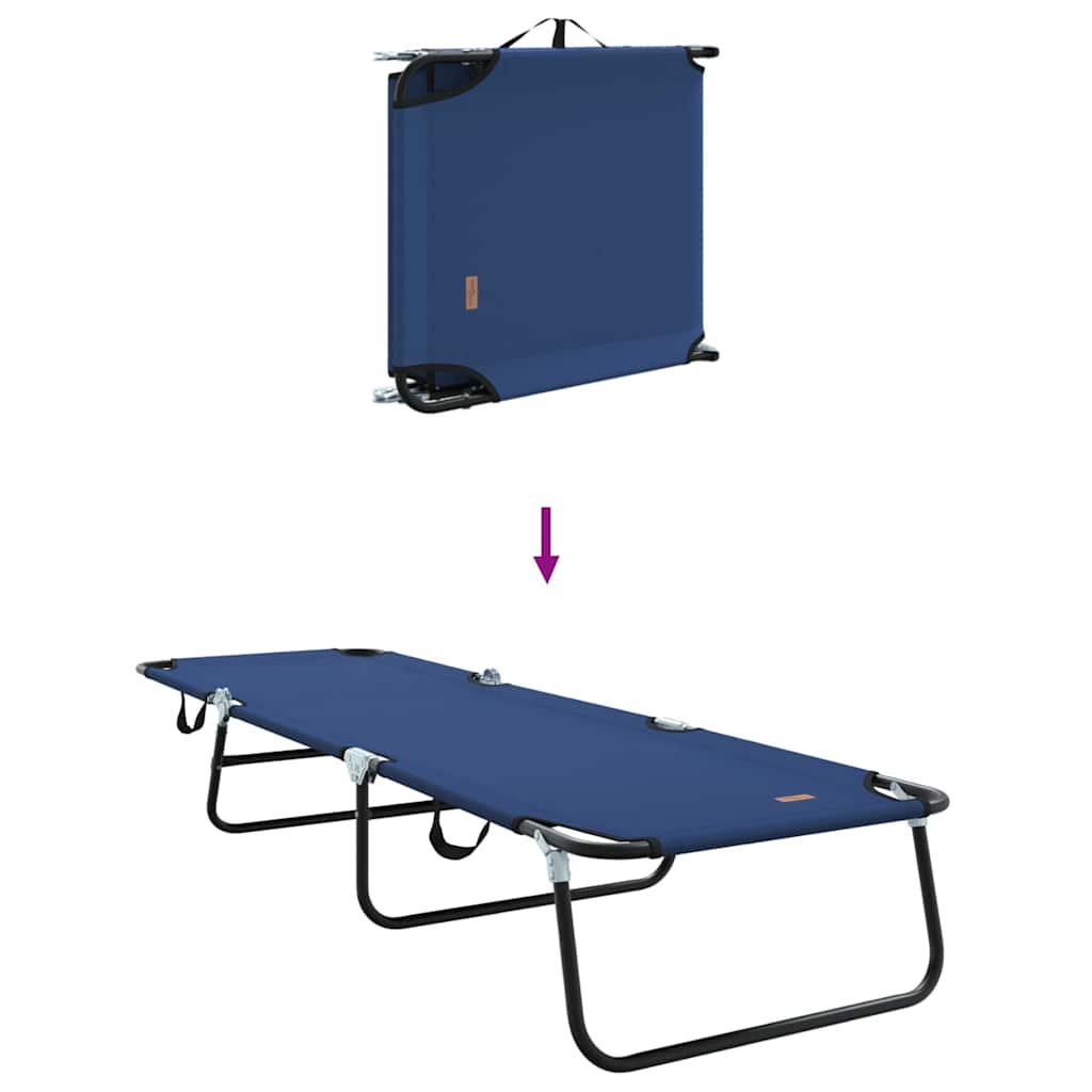 Folding Sun Lounger Folding Blue 188 x 57 x 86.5 cm Polyester