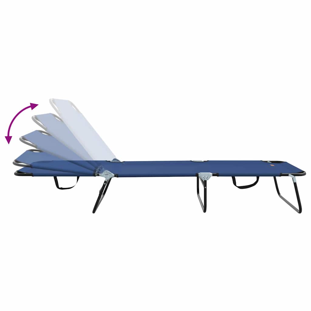 Folding Sun Lounger Folding Blue 188 x 57 x 86.5 cm Polyester