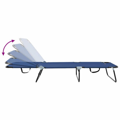 Folding Sun Lounger Folding Blue 188 x 57 x 86.5 cm Polyester